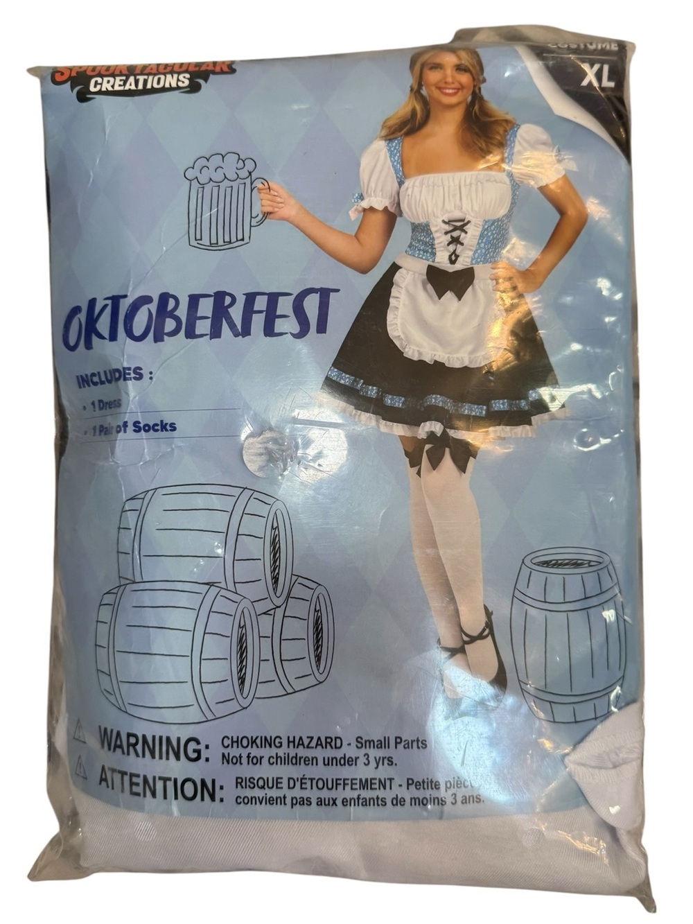Spooktacular Creations Oktoberfest Beer Maid Costume Dress Socks XL New Sealed